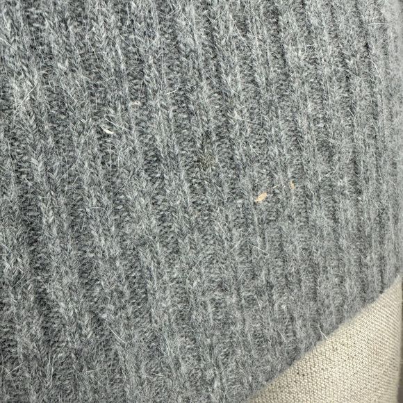 Vtg Gray Angora Lambswool Knit Sweater Size Medium Fitted Rhinestone Vintage 90s - Picture 4 of 10